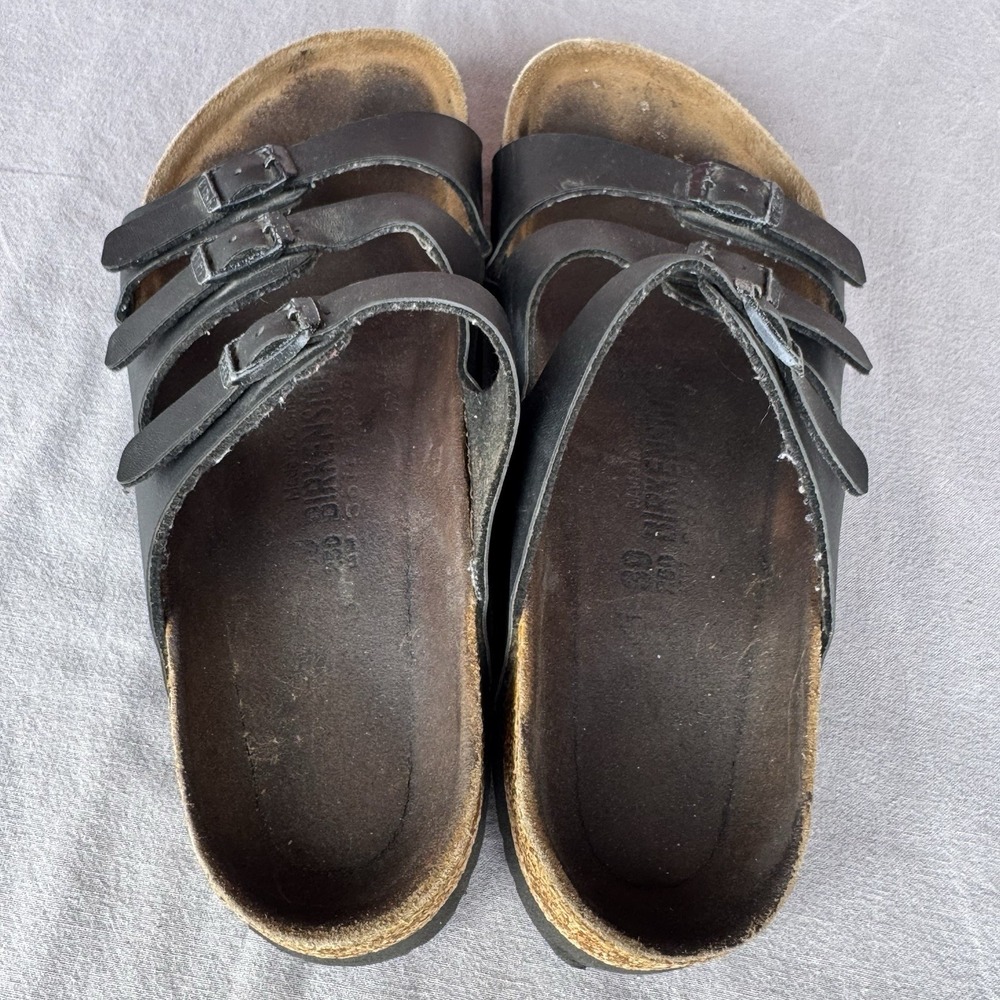 Size 39/W8 - Birkenstock Florida Black Triple Strap Florida Sandals - Picture 5 of 9